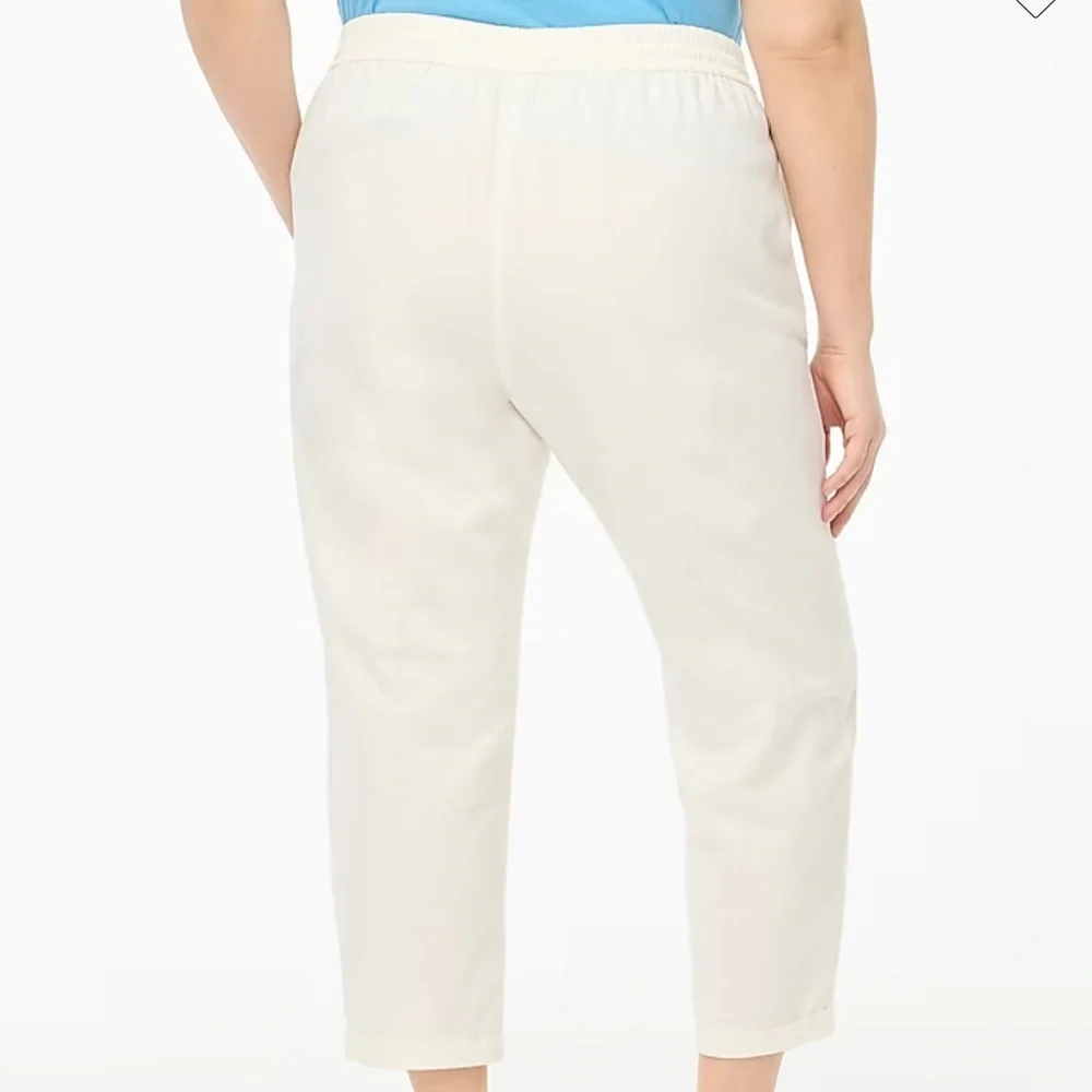 J Crew Linen Cotton Blend Drawstring Pants White 16